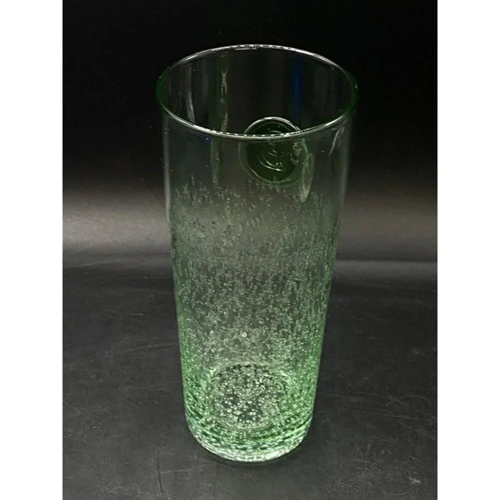 Anthropologie Tumbler Green D Initial Controlled Bubble Highball 6.5”